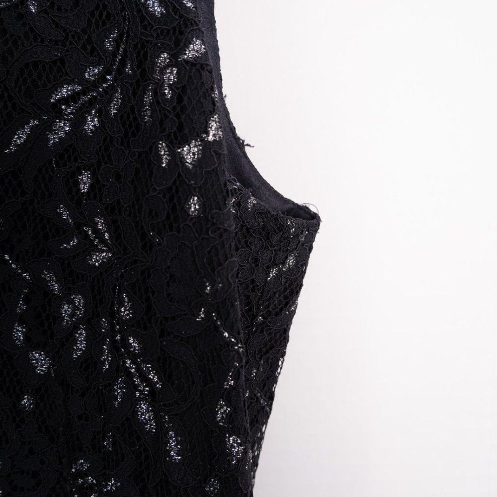 TAHARI navy blue sleeveless textured sheath dress with silver accents si… - Picture 11 of 12